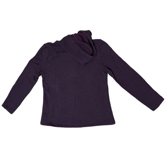 Talbots Women's Full Zip Sweatshirt Hooded Dark Purple Cotton Blend Small Cozy - Picture 4 of 6
